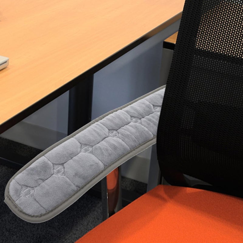 Veemoon 1pair Office Chair Arm Rest Cushion, Comfortable Gaming Chair Armrests Pads Elastic Band Soft Velvet Removable Washable Gaming Stool Elbow Cushion for Home Office, Grey (17.7×3.9 Inch) - Image 3